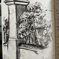 Gate post; Artgraf Water Soluble Carbon Pencil